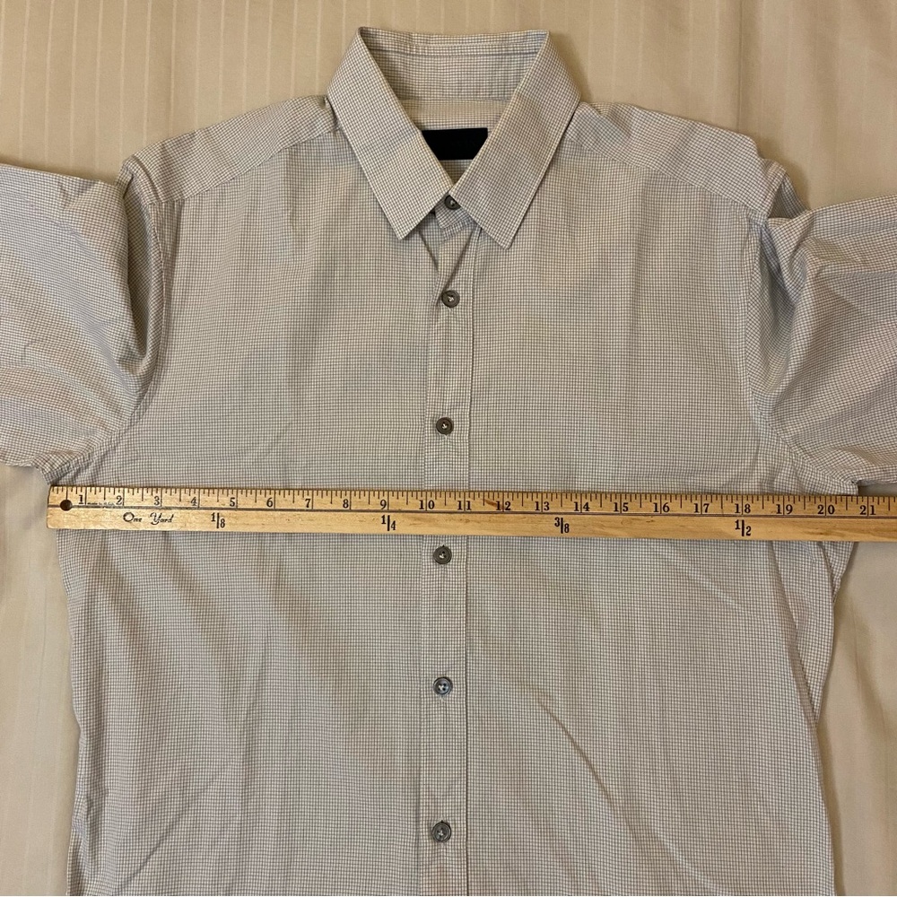 LANVIN cross checkered collared long sleeve dress shirt neck: 15.5 sleeve: 39 - Picture 6 of 13